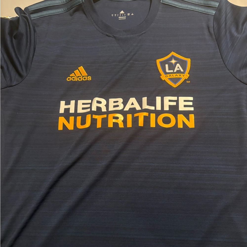 adidas LA Galaxy Navy Blue and Gold Herbalife Nutrition Jersey